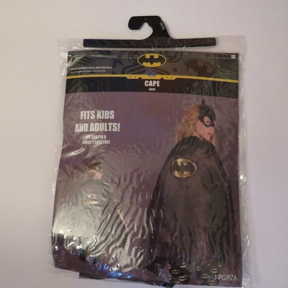 Batman Batgirl cape Black with Gold Logo Halloween Costume for Kids and Adults - Picture 1 of 4